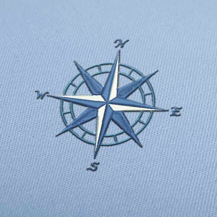 Blue Compass Rose for Embroidery Design — EmbroideryDownload